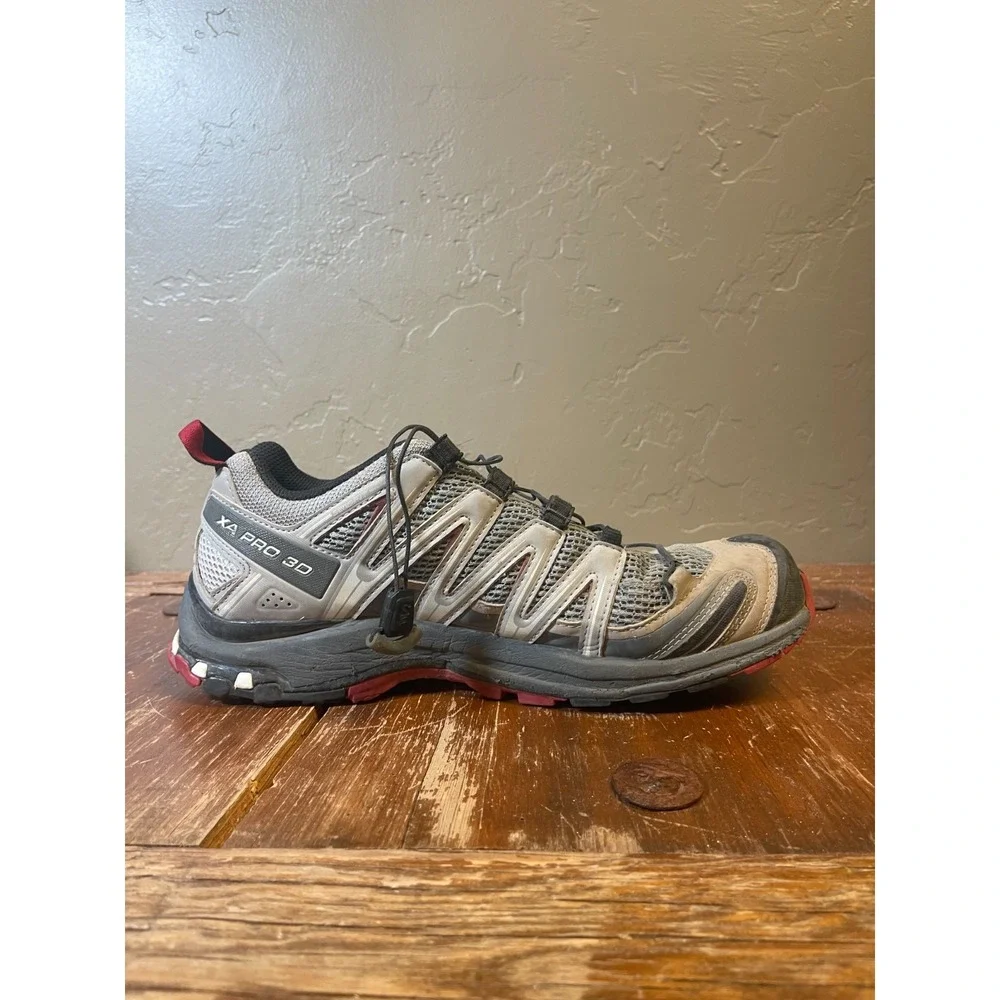 Salomon XA Pro 3D Trail Running Shoes Mens 9 Beige Quicklace Hiking Non Slip